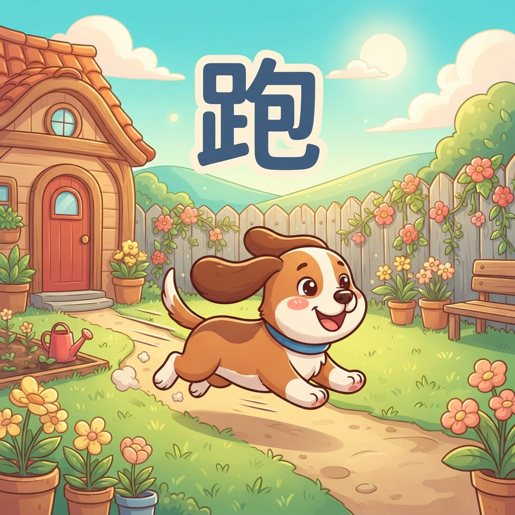 Mnemonic for 跑 (pǎo) — to run