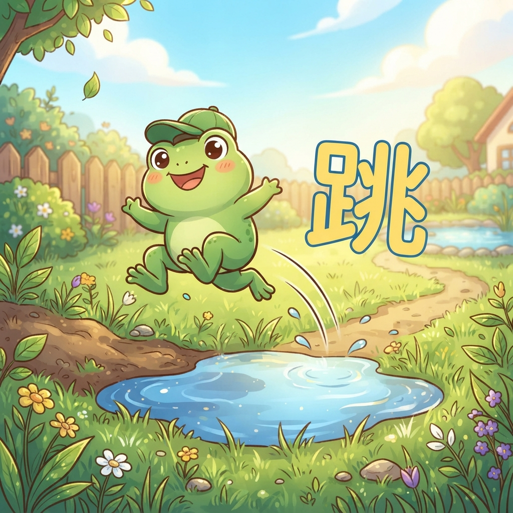 Mnemonic for 跳 (tiào) — to jump