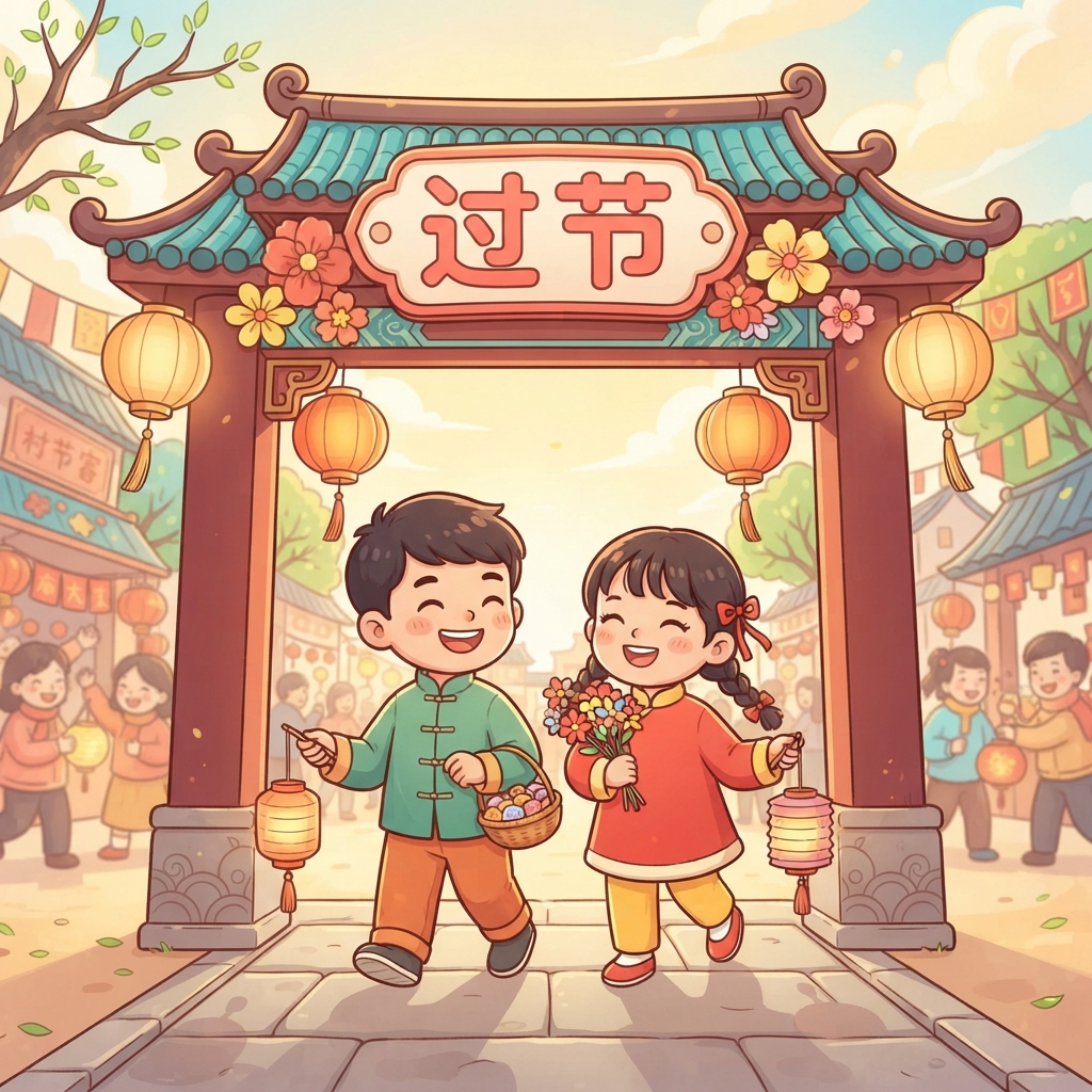 Mnemonic for 过节 (guò jié) — to celebrate a festival