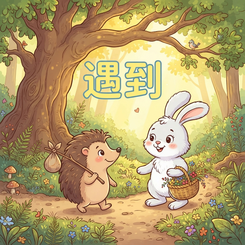 Mnemonic for 遇到 (yùdào) — to encounter, to meet