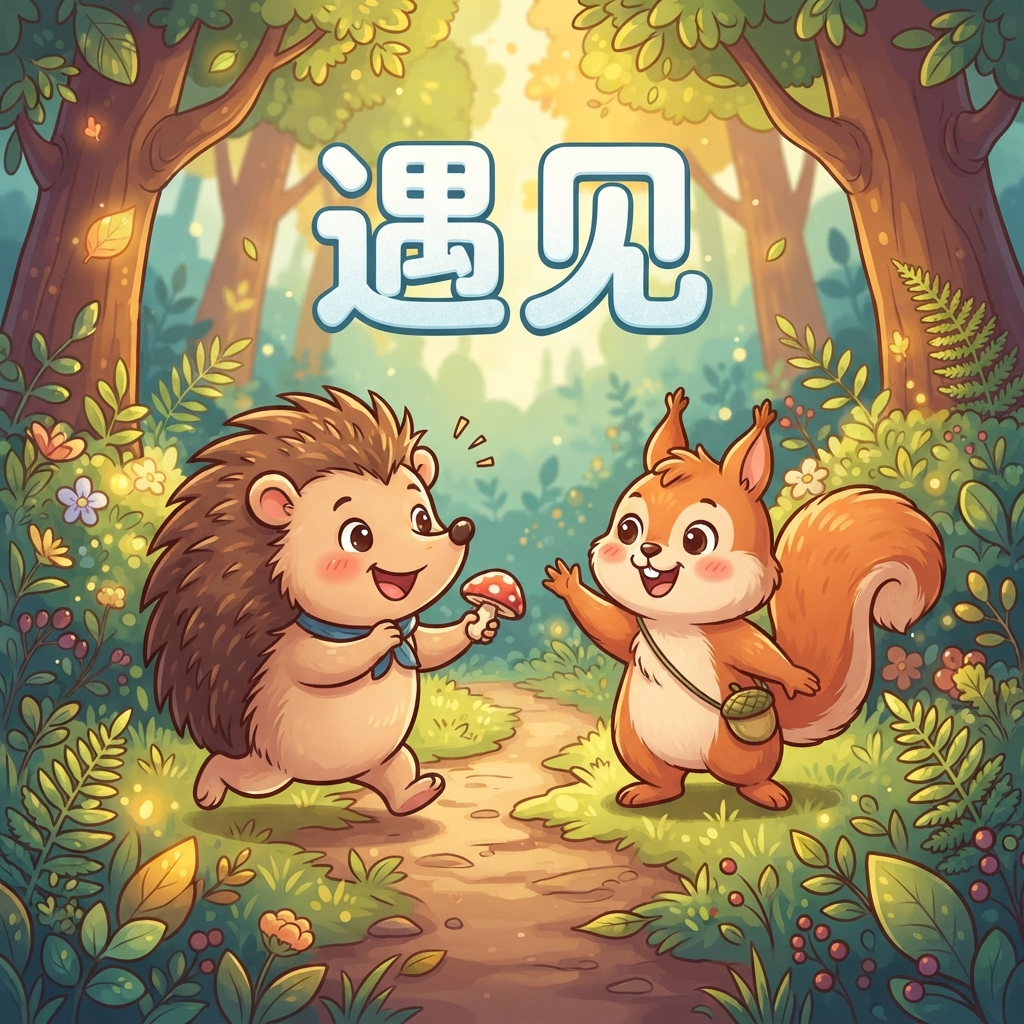 Mnemonic for 遇见 (yù jiàn) — to meet