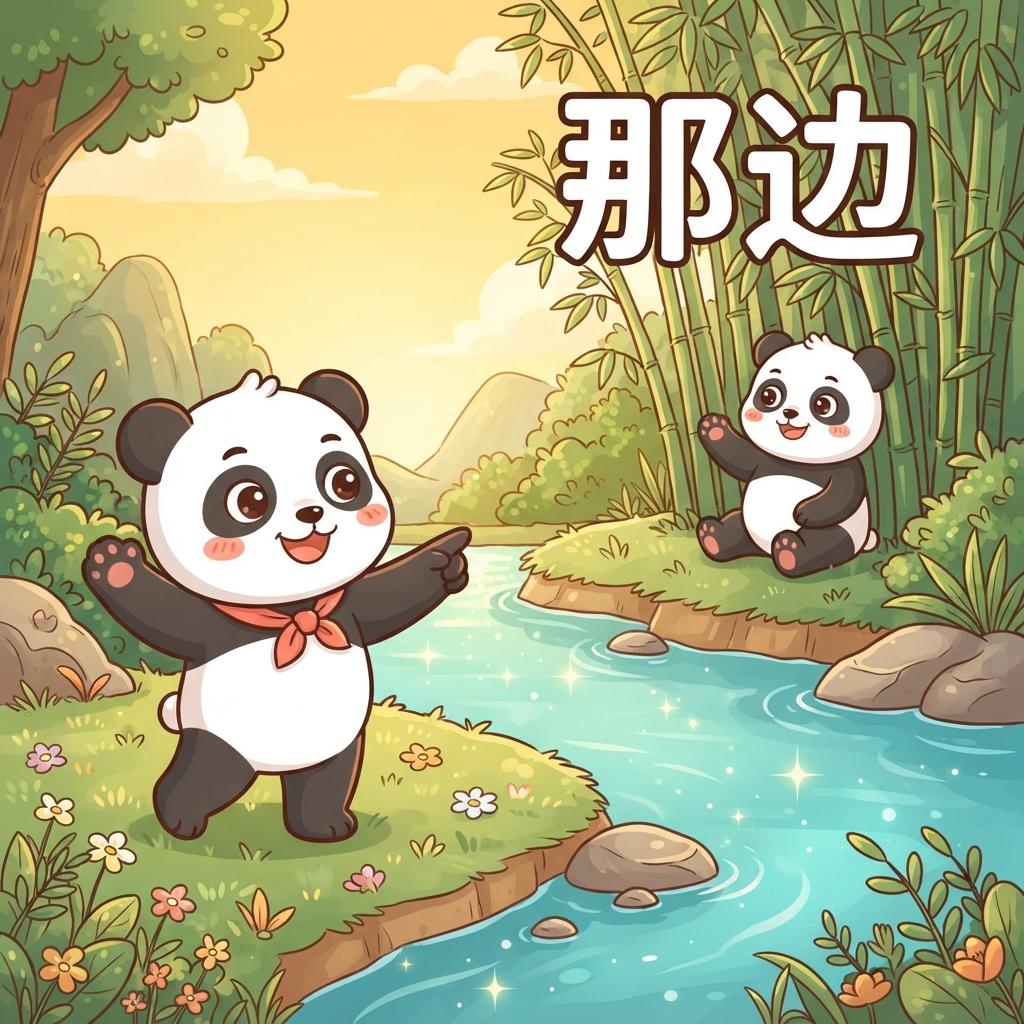 Mnemonic for 那边 (nà biān) — over there