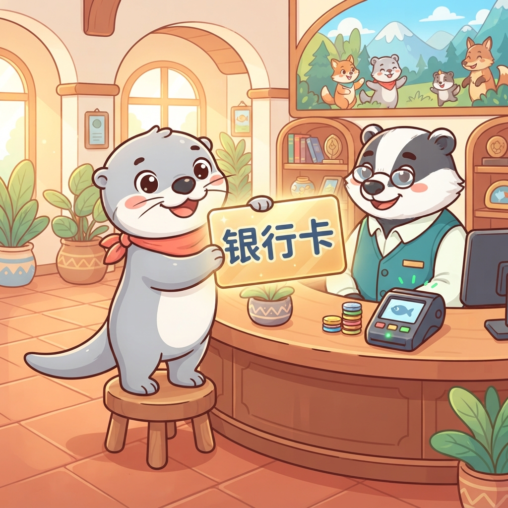 Mnemonic for 银行卡 (yín háng kǎ) — bank card