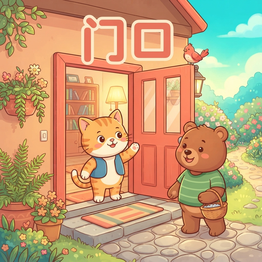 Мнемоника: как запомнить слово 门口 (mén kǒu) — вход, дверной проём