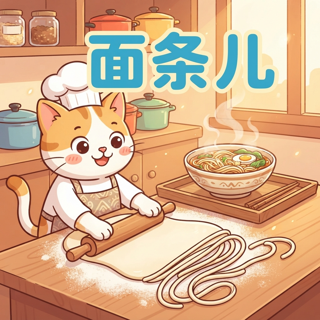 Mnemonic for 面条儿 (miàn tiáor) — noodles