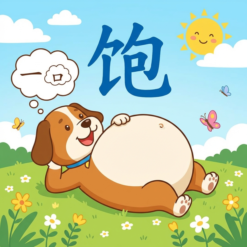 Мнемоника: как запомнить иероглиф 饱 (bǎo) — сытый