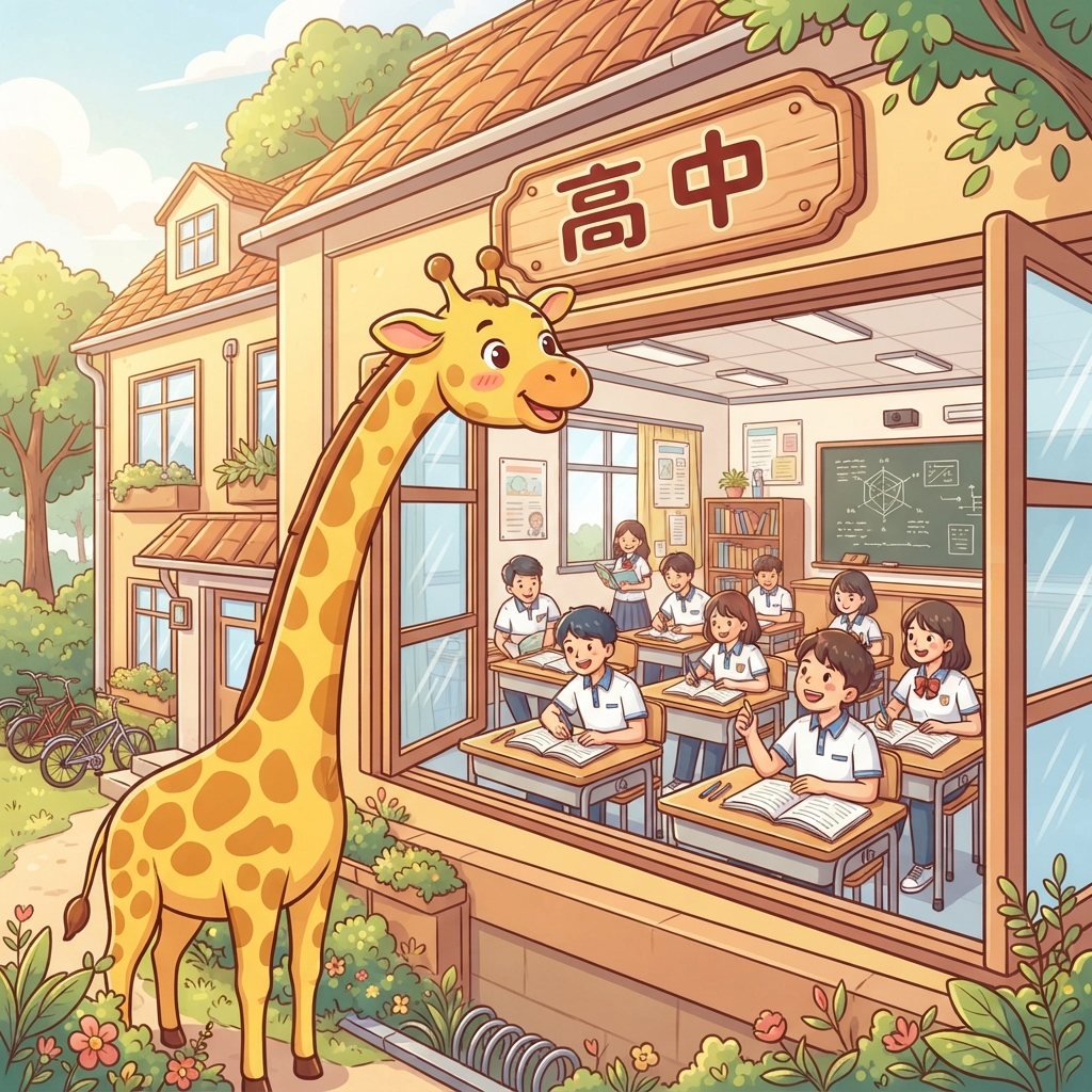 Mnemonic for 高中 (gāo zhōng) — high school