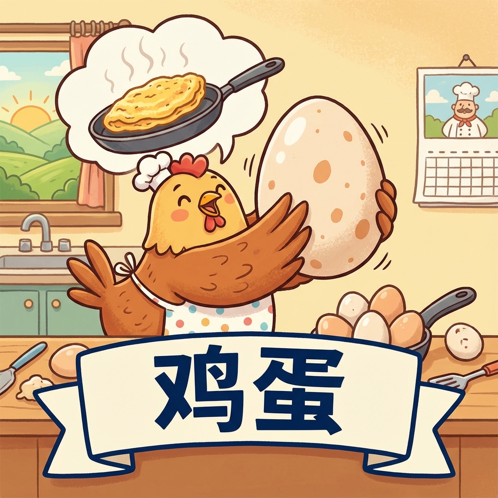 Мнемоника: как запомнить иероглиф 鸡蛋 (jī dàn) — куриное яйцо