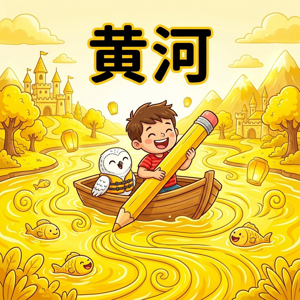 Мнемоника: как запомнить иероглиф 黄河 (Huáng Hé) — жёлтая река